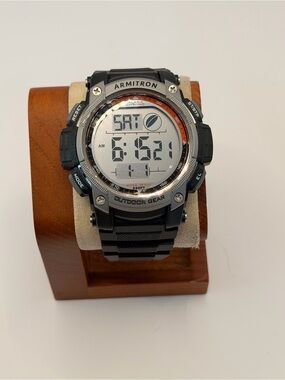 Armitron Pro Sport Digital Watch Mens 54mm Black‎ Alarm Chronograph New Battery